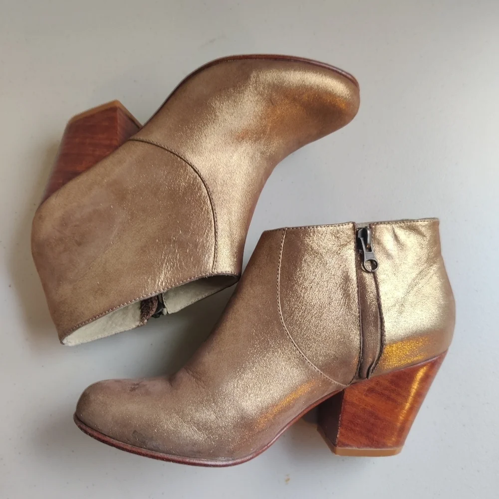 Fortress of Inca Ankle Boot Heels Antique Gold Leather Womens 6 Anthropology